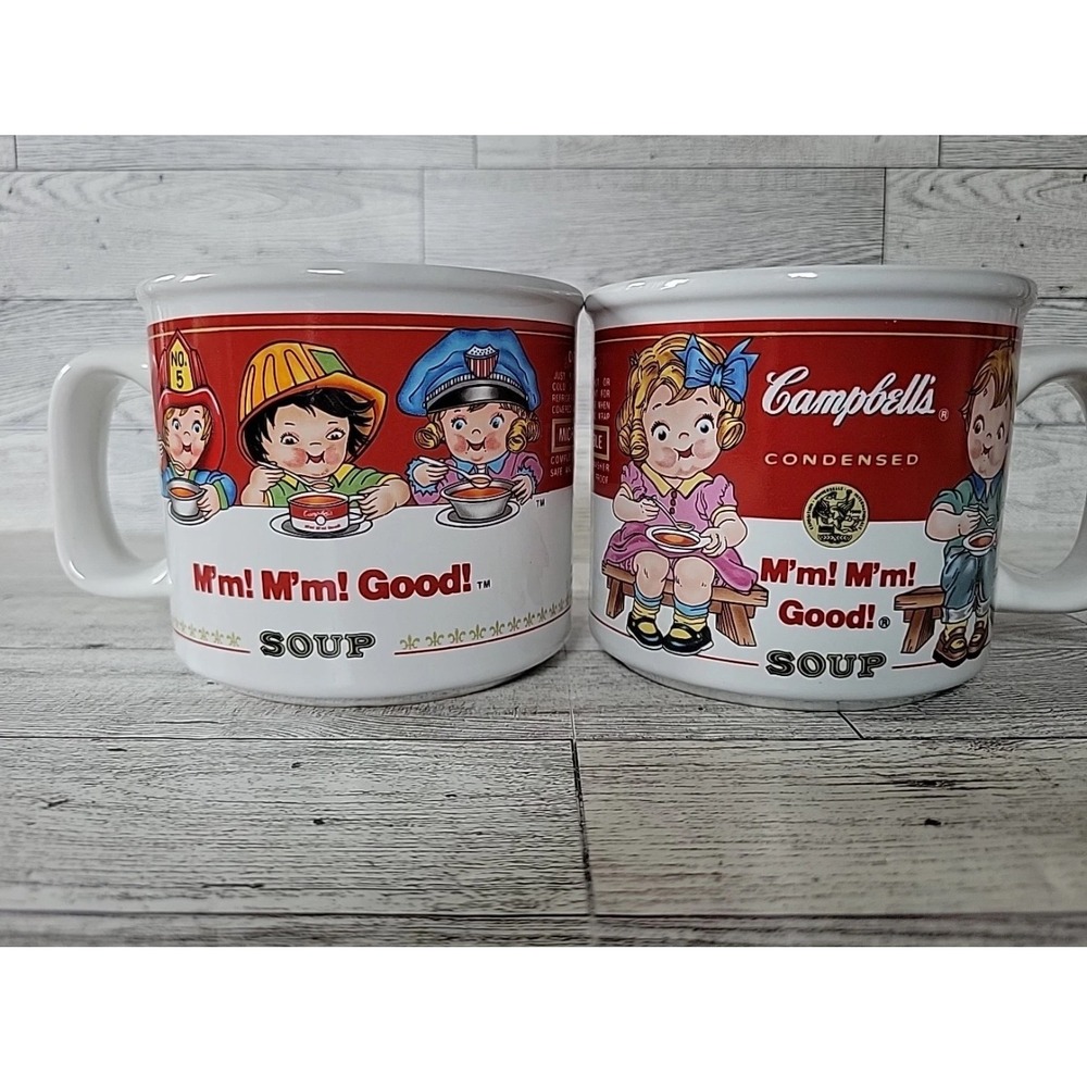 Vintage 1993 Campbells Soup Mugs Set of 2 Westwood‎ Campbells Kids Ceramic 12oz